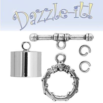 Kumihimo Jewelry Finding Kit Silver 12mm End Cap/Jump Ring/Toggle