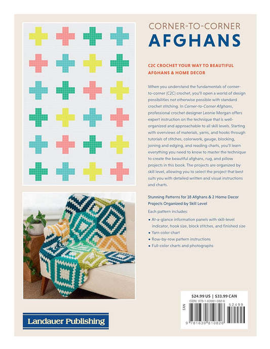 Afghans d'un coin à l'autre : 20 modèles C2C colorés à crocheter, par Leonie Morgan