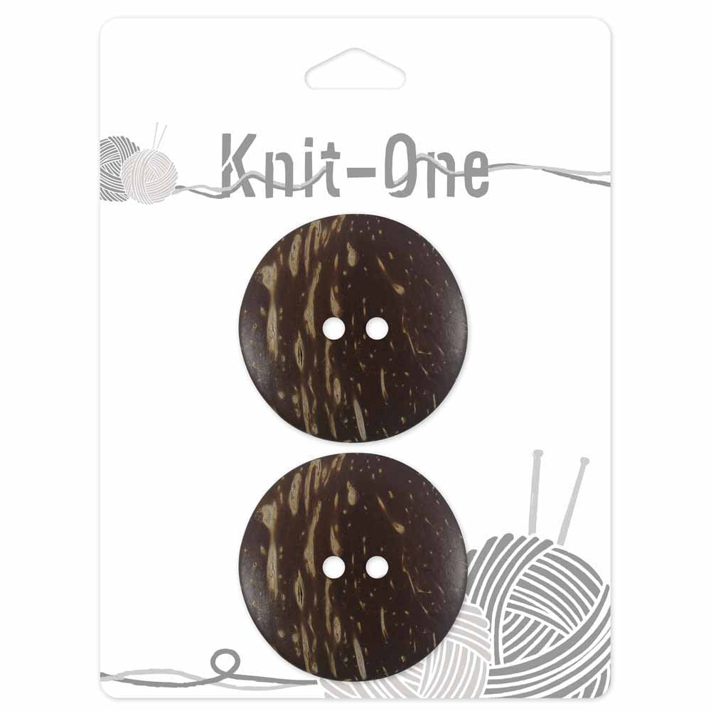 KNIT ONE 2 Hole Coconut Button - 38mm (1.5") - Brown