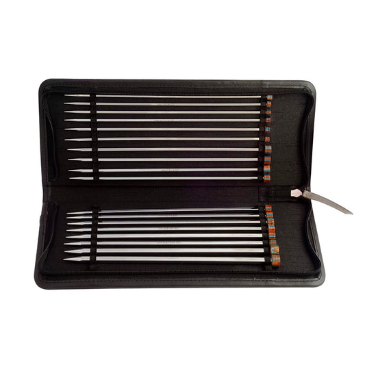 Ensemble d'aiguilles droites Knitter's Pride Nova Cubics Platina 14"