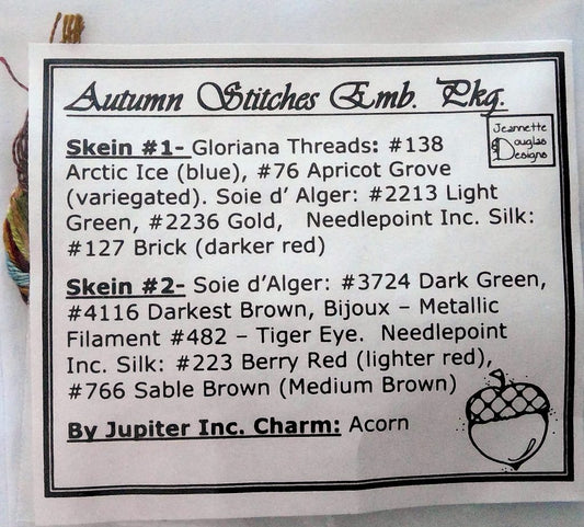 Autumn Stitches Chart Plus Embellishment Pack - Jeannette Douglas Designs