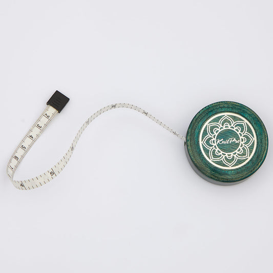 Knit Pro Mindful Collection Wood Teal Retractable Tape Measure