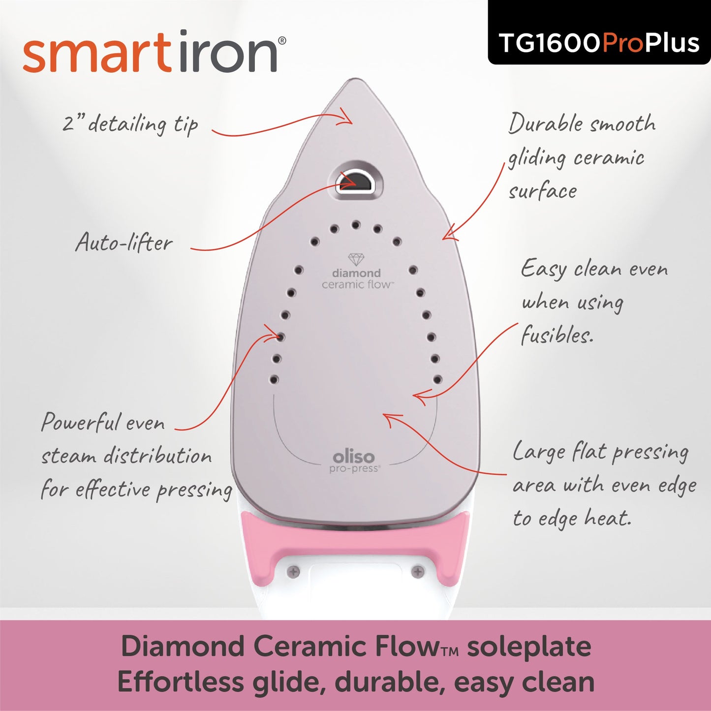 Oliso TG1600 ProPlus SmartIron - Pink