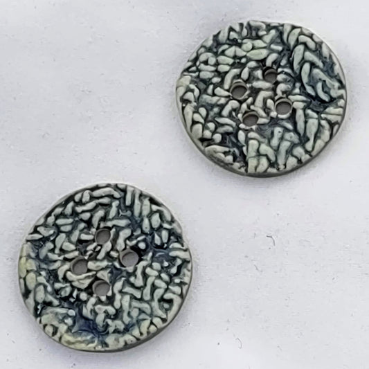 knit textured teal blue round buttons by flicker bug