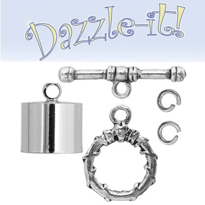 Kumihimo Jewelry Finding Kit Silver 12mm End Cap/Jump Ring/Toggle