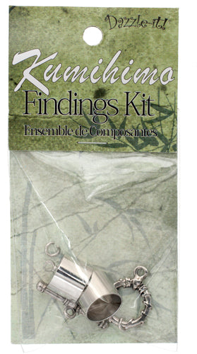 Kumihimo Jewelry Finding Kit Silver 12mm End Cap/Jump Ring/Toggle