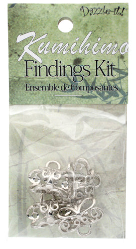 Kumihimo Jewelry Finding Kit Silver 4pcs 20x12mm Pendant Bail Butterfly