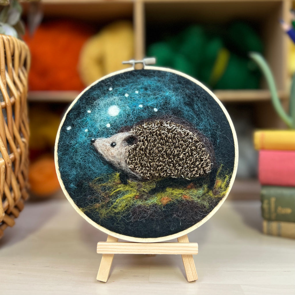 Hedgehog in a Hoop Painted Wool Felting Kit