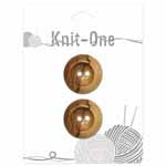 Bouton KNIT ONE en noix de coco à 2 trous - 38 mm (1,5 po) - Marron