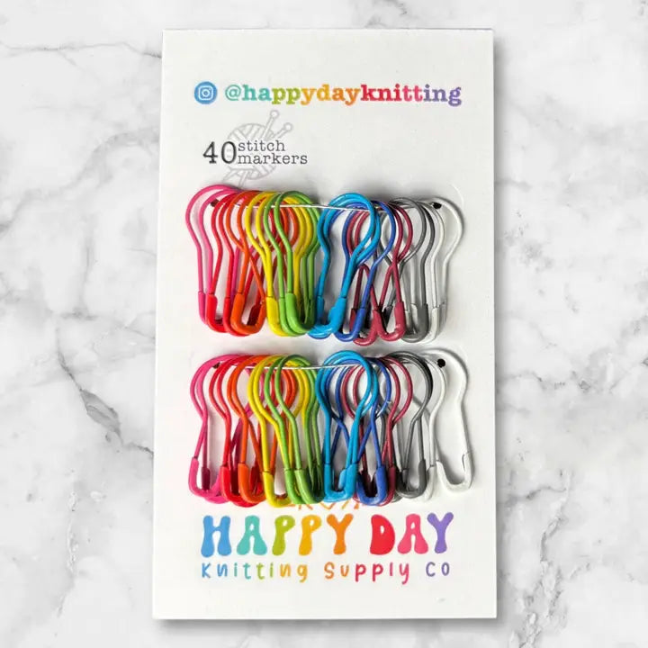 Happy Day Locking Bulb Pin Stitch Markers