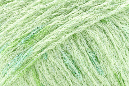 Close-up of light green yarn strands