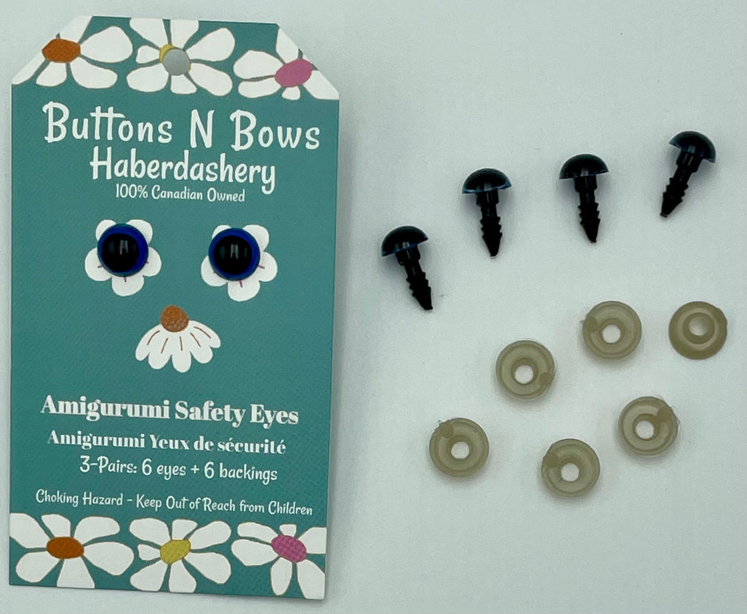 Safety Eyes w/ Coloured Iris - 8mm - 3 pairs