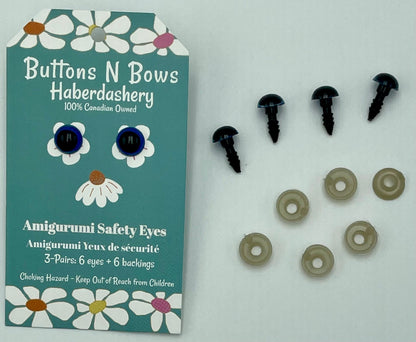 Safety Eyes w/ Coloured Iris - 8mm - 3 pairs