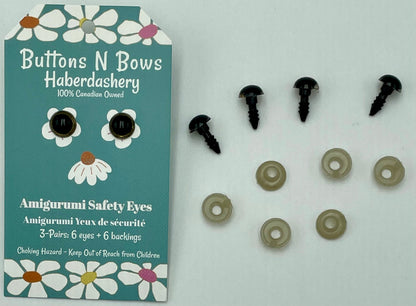 Safety Eyes w/ Coloured Iris - 8mm - 3 pairs