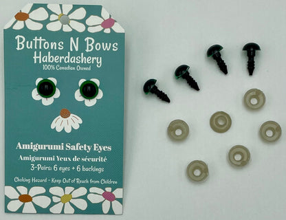 Safety Eyes w/ Coloured Iris - 8mm - 3 pairs