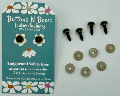 Safety Eyes w/ Coloured Iris - 8mm - 3 pairs