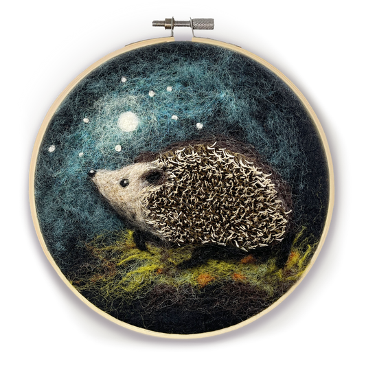 Hedgehog in a Hoop Painted Wool Felting Kit