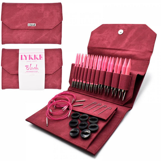 LYKKE Blush 5" Interchangeable Circular Knitting Needle Set - Crimson Denim Effect