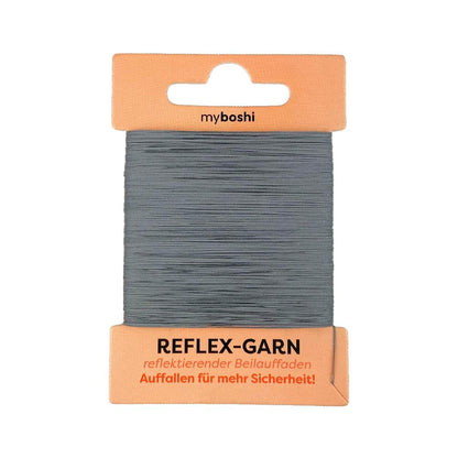 Packaged gray thread with 'myboshi' branding on a white background