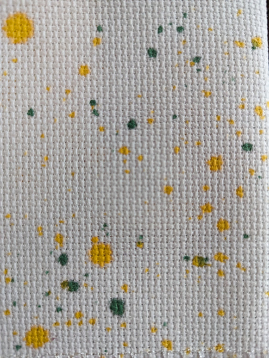 Hand-dyed Aida Cloth 14ct 7.5x10" - Speckled Green & Yellow