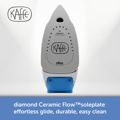 Kaffe iron with diamond Ceramic Flow soleplate on a white background