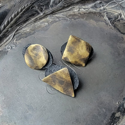 JUL Designs Distressed Brass Midcentury Modern Stud Buttons - Set of 3