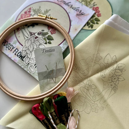 Froggy Flowers Embroidery Kit