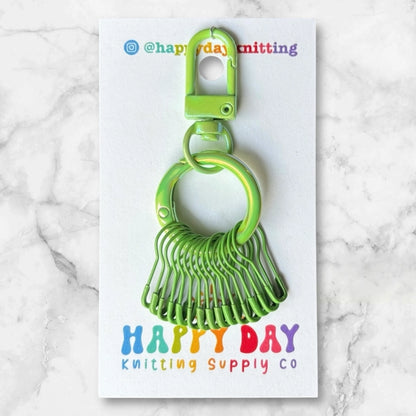Happy Day Stitch Marker Holder with 12 Bulb Pin Markers