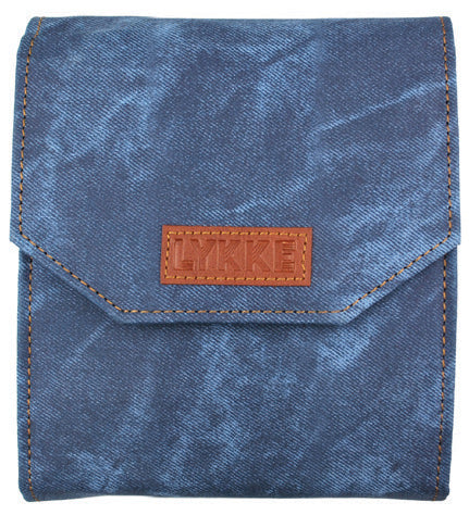 Ensemble d'aiguilles à tricoter circulaires interchangeables Lykke Indigo 5" - Étui en denim bleu