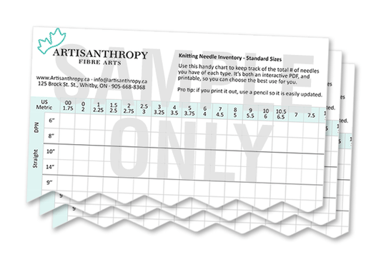 Inventaire des aiguilles à tricoter + crochets au crochet PDF (imprimable, à remplir)