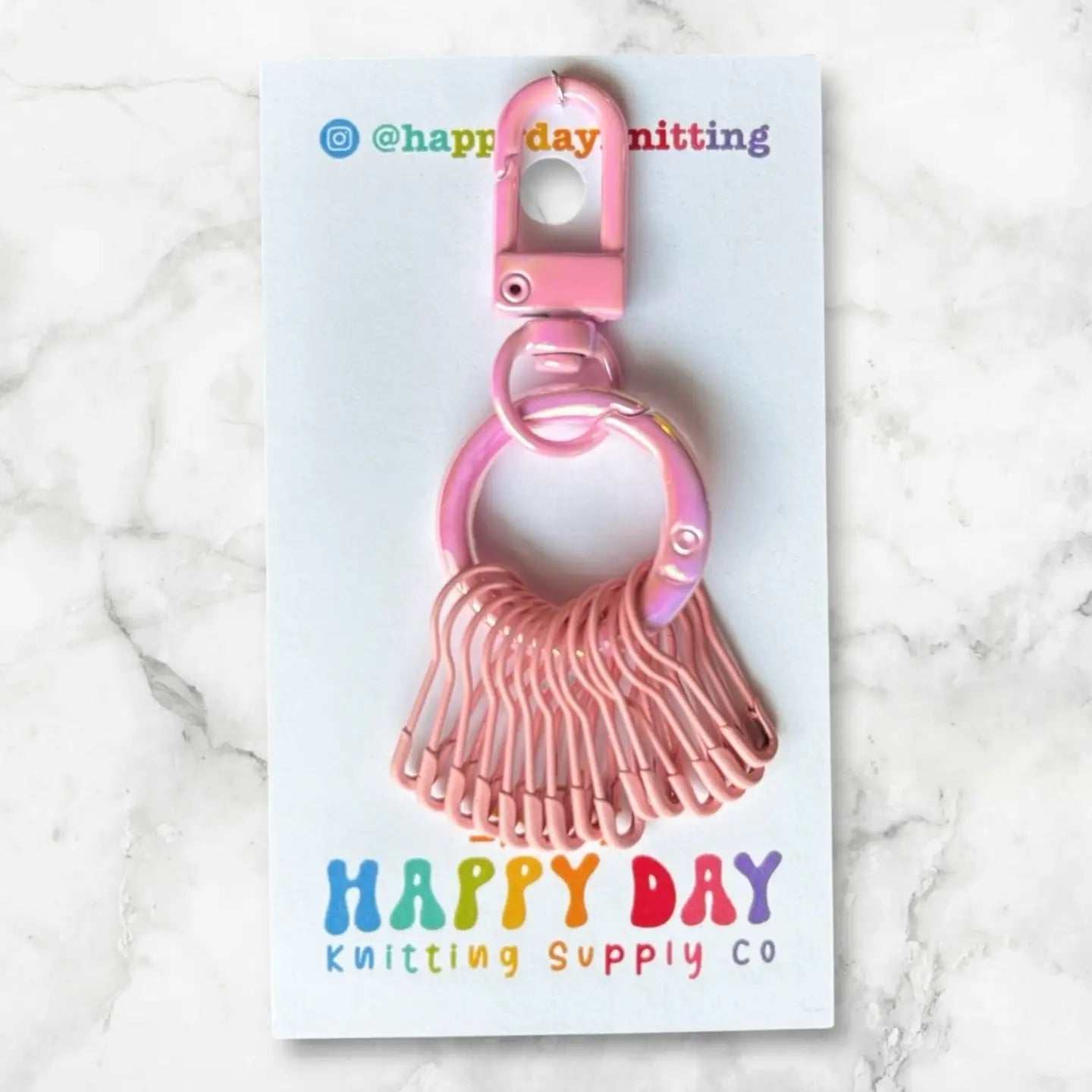 Happy Day Stitch Marker Holder with 12 Bulb Pin Markers