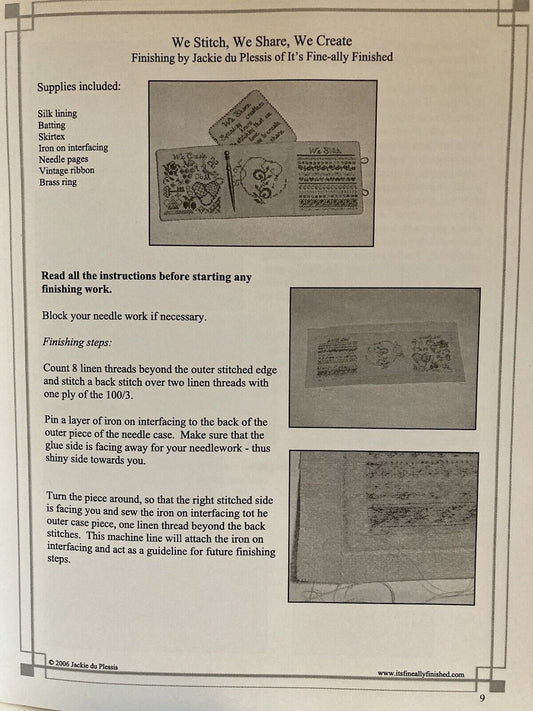 Jeannette Douglas We Stitch, We Share, We Create Finishing