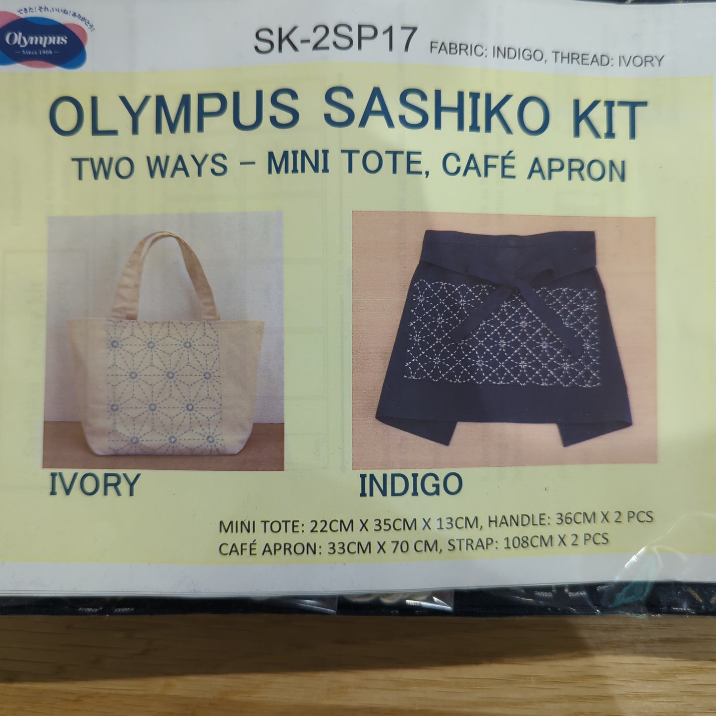 Olympus Sashiko Kit - Mini Tote Bag / Cafe Apron