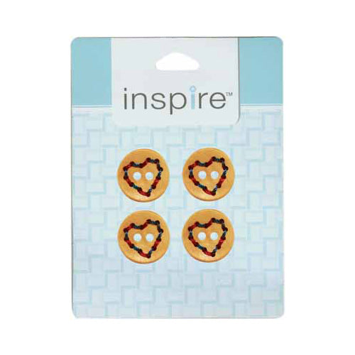 INSPIRE 2 Hole Button - 23mm (7⁄8″) - 4 count - Wood