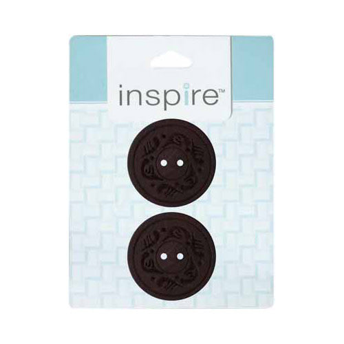 34mm 2-Hole Btn, Dk. Brown