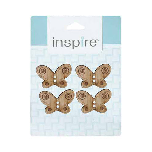 INSPIRE 2 Hole Button - 30mm (11⁄8″) - 4 count - Wood Butterfly