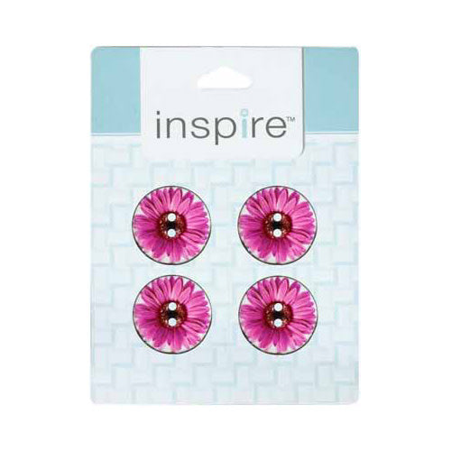 INSPIRE 2 Hole Button - 23mm (7⁄8″) - 4 count - Coconut Floral Pink
