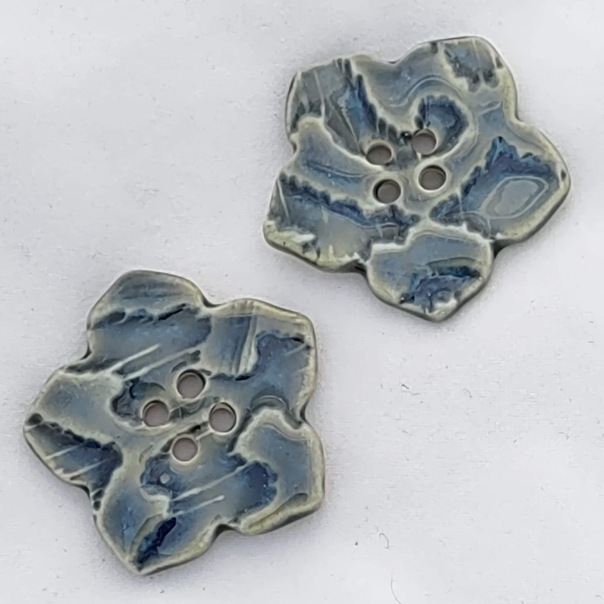 boho textured teal blue flower shaped buttons by flicker bug