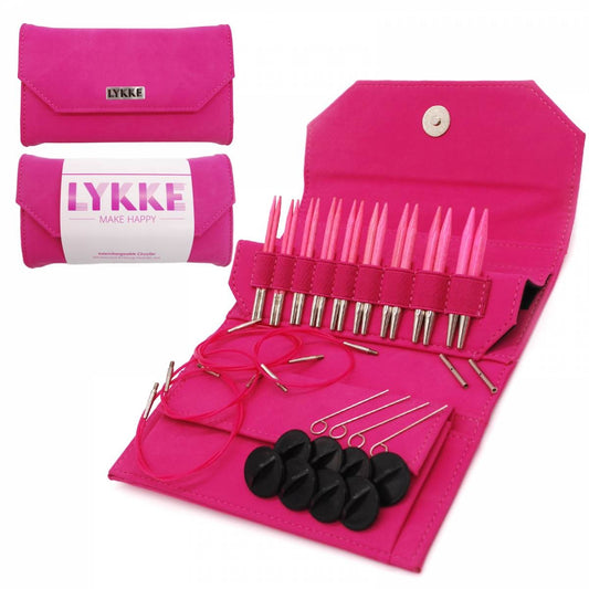 LYKKE Blush 3.5" Interchangeable Circular Knitting Needle Set - Fuchsia Denim Effect