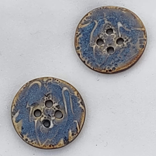 stylized leaf textured blue brown round buttons by flicker bug