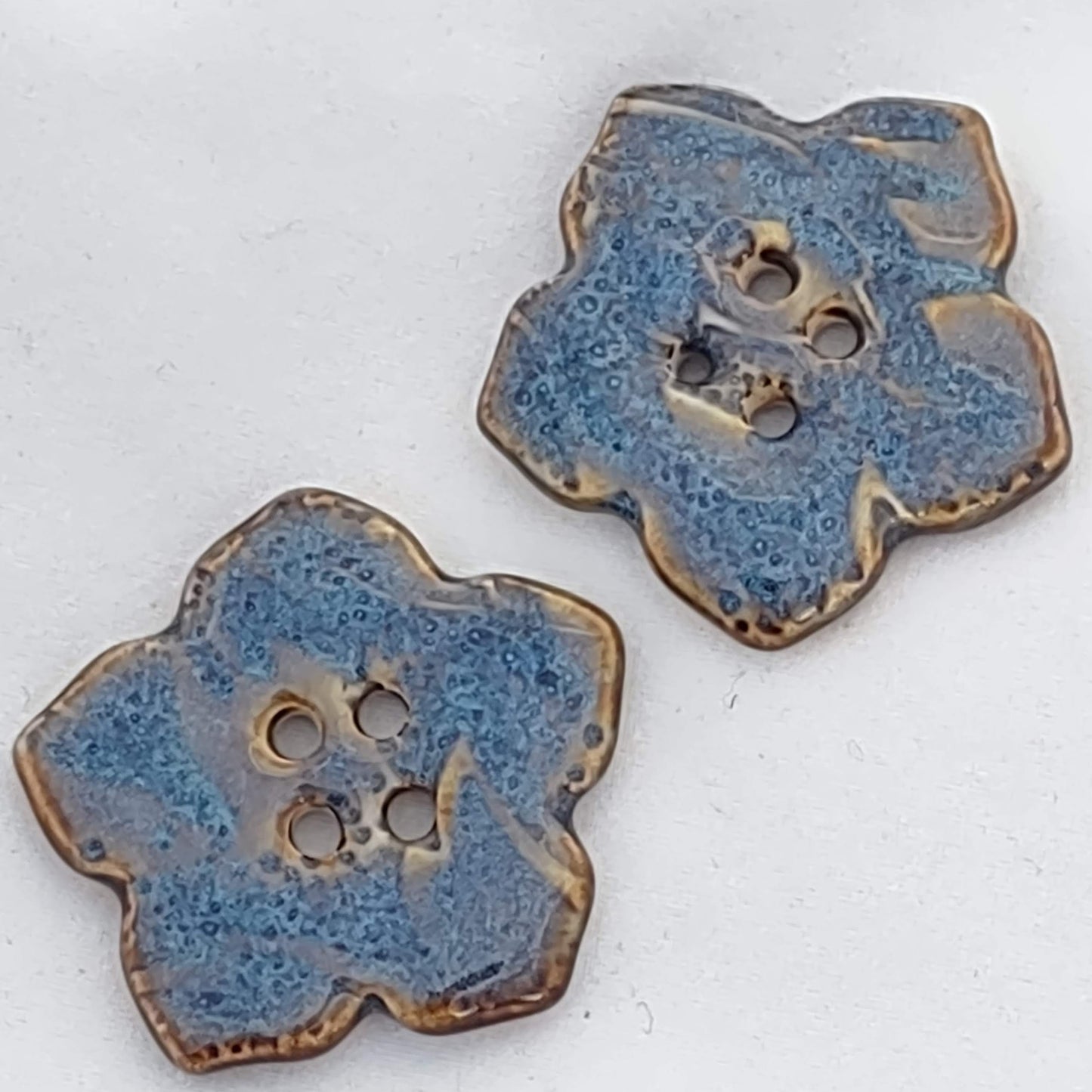 styylized leaf texture blue brown flower shaped buttons by flicker bug